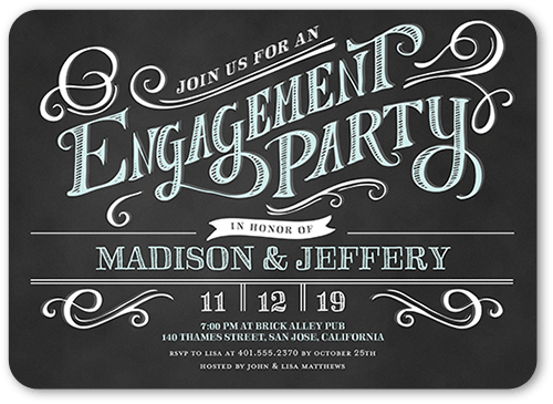 Enchanting Engagement Engagement Party Invitation, Black, 5x7 Flat, 100% Recycled Cardstock ?, Rounded