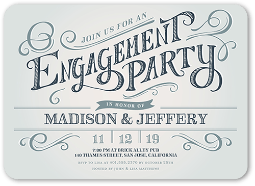Enchanting Engagement Engagement Party Invitation, Grey, 5x7 Flat, Standard Smooth Cardstock, Rounded