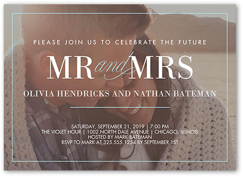Our Beginning Engagement Party Invitation, Blue, 5x7 Flat, Standard Smooth Cardstock, Square