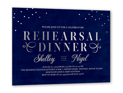 Navy Blue Rehearsal Dinner Invitation