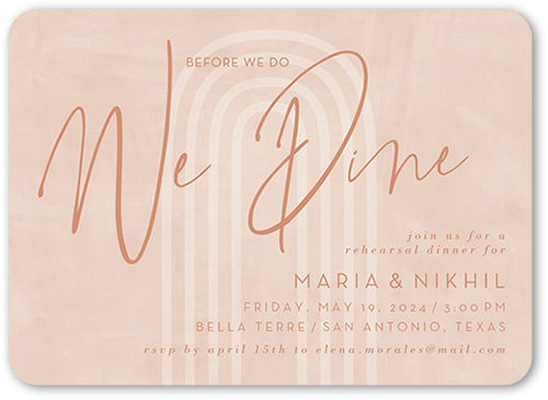 Textured Times Rehearsal Dinner Invitation, Beige, 5x7 Flat, Standard Smooth Cardstock, Rounded