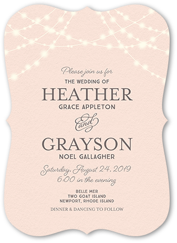 Glowing Ceremony Wedding Invitation, none, Pink, 5x7, Pearl Shimmer Cardstock, Bracket