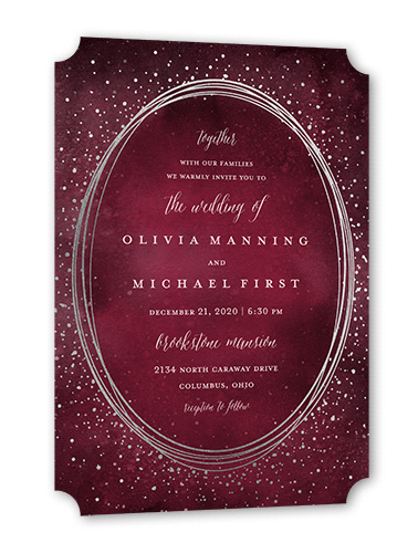 Resplendent Night Wedding Invitation, Purple, Silver Foil, 5x7, Matte, Signature Smooth Cardstock, Ticket