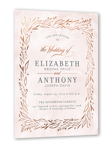 So Lovely Wedding Invitation, Pink, Rose Gold Foil, 5x7 Flat, Matte, Signature Smooth Cardstock, Square
