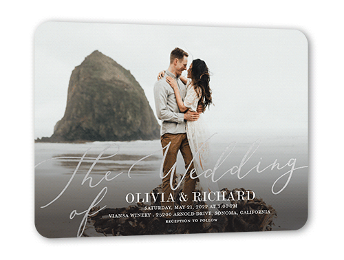 Sterling Script Wedding Invitation, Rounded Corners