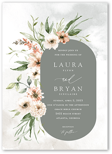 Wild Botanic Wedding Invitation, Green, 5x7 Flat, Matte, Signature Smooth Cardstock, Square