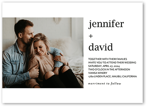 Simple And Forever Wedding Invitation, White, 5x7 Flat, Matte, Signature Smooth Cardstock, Square