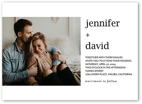 Simple And Forever Wedding Invitation, White, 5x7 Flat, Standard Smooth Cardstock, Square