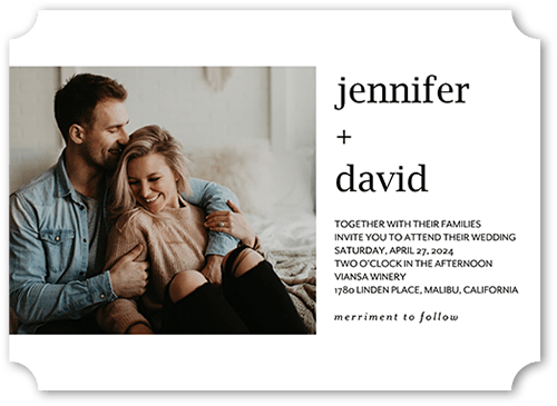 Simple And Forever Wedding Invitation, White, 5x7, Matte, Signature Smooth Cardstock, Ticket