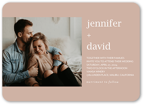 Simple And Forever Wedding Invitation, Brown, 5x7 Flat, Standard Smooth Cardstock, Rounded