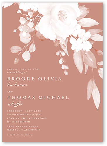 Elegantly Delicate Wedding Invitation, Pink, 5x7, Luxe Double-Thick Cardstock, Square