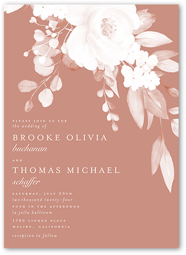 Elegantly Delicate Wedding Invitation, Pink, 5x7 Flat, Matte, Signature Smooth Cardstock, Square, Desert Rose