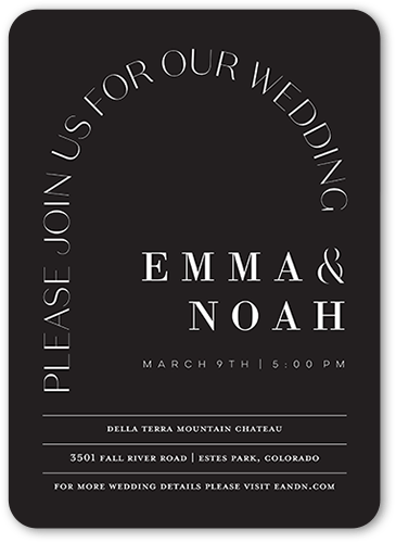 Arched Rehearsal Wedding Invitation, Grey, none, 5x7 Flat, 100% Recycled Cardstock , Rounded, Charcoal