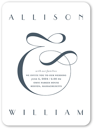 Nouveau Connection Wedding Invitation, Grey, 5x7 Flat, Pearl Shimmer Cardstock, Rounded