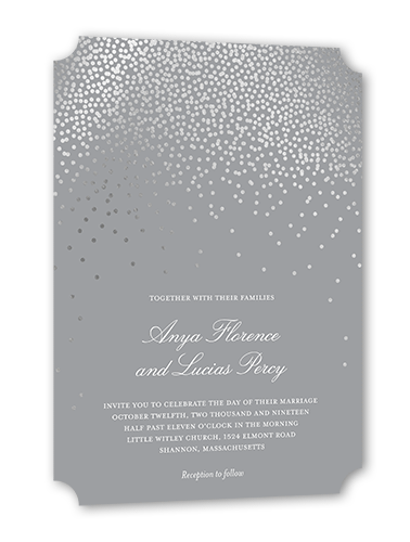 Diamond Sky Wedding Invitation, Silver Foil, Grey, 5x7 Flat, Signature Smooth Cardstock, Ticket