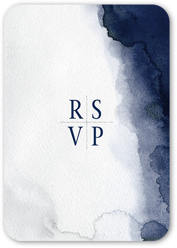 Excellent Watermark Wedding Response Card, Blue, 100% Recycled Cardstock , Rounded