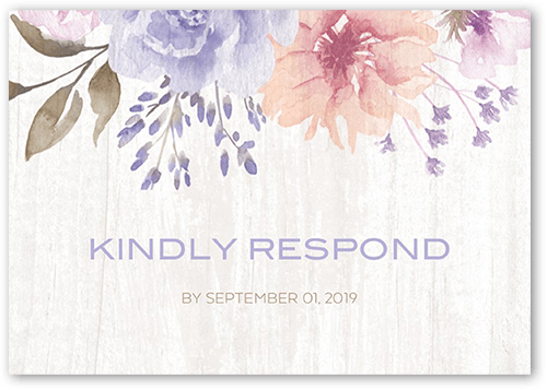 Radiant Foliage Wedding Response Card, Purple, Matte, 100% Recycled Cardstock , Square