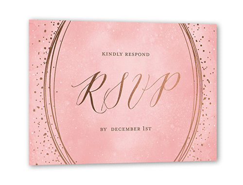 Resplendent Night Wedding Response Card, Rose Gold Foil, Pink, Matte, Signature Smooth Cardstock, Square
