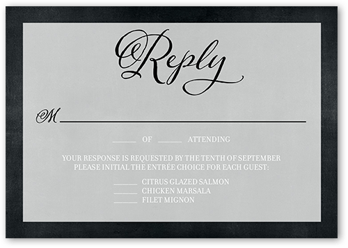 Lovely Beginning Wedding Response Card, Black, Matte, Pearl Shimmer Cardstock, Square
