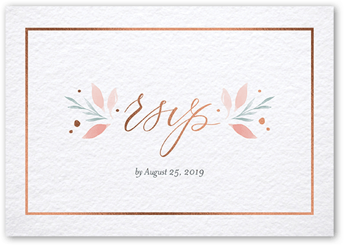 Brushed Botanicals Wedding Response Card, Pink, Rose Gold Foil, Matte, Signature Smooth Cardstock, Square