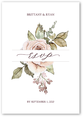 Rose Bouquet Wedding Response Card, Pink, Matte, 100% Recycled Cardstock , Square