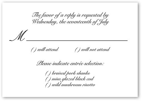 White Stylish Wedding RSVP Card