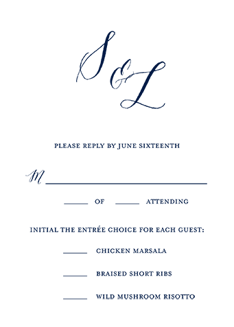 Modern Minimalist Wedding Response Card, Blue, 100% Recycled Cardstock , Rounded, Baltic
