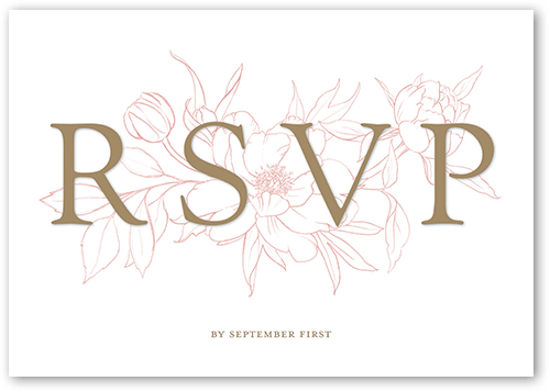 Etched Floral Wedding Response Card, Square Corners