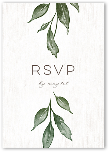 Garland Initials Wedding Response Card, White, Matte, 100% Recycled Cardstock , Square
