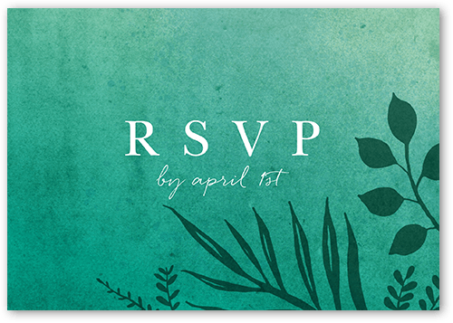 Tropic Fauna Wedding Response Card, Green, Matte, Pearl Shimmer Cardstock, Square, Tropical