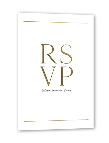 Editorial Lover Wedding Response Card, White, Gold Foil, Matte, Signature Smooth Cardstock, Square, White