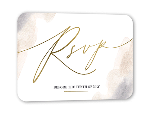 Exciting Script Wedding Response Card, White, Gold Foil, Pearl Shimmer Cardstock, Rounded