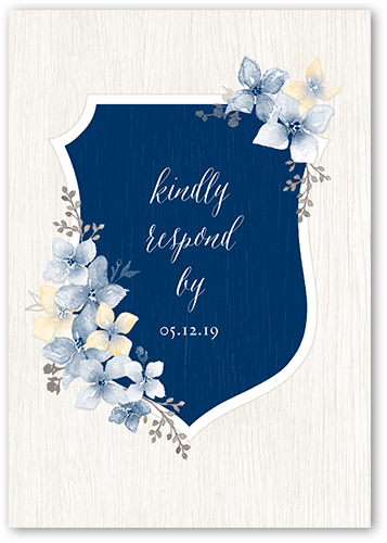 Rustic Wildflowers Wedding Response Card, Blue, Matte, Pearl Shimmer Cardstock, Square, Chill