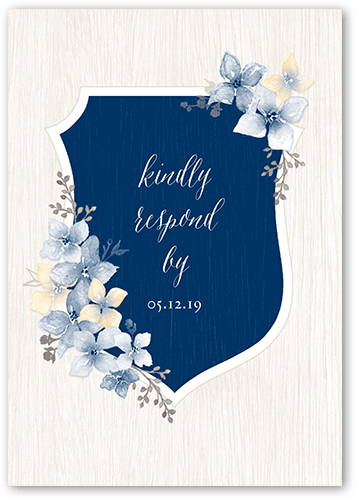 Rustic Wildflowers Wedding Response Card, Blue, Matte, Pearl Shimmer Cardstock, Square