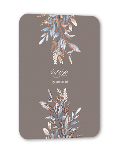 Watercolor Divide Wedding Response Card, Beige, Rose Gold Foil, Pearl Shimmer Cardstock, Rounded, Pearl