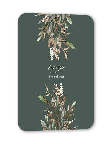 Watercolor Divide Wedding Response Card, Beige, Rose Gold Foil, Pearl Shimmer Cardstock, Rounded