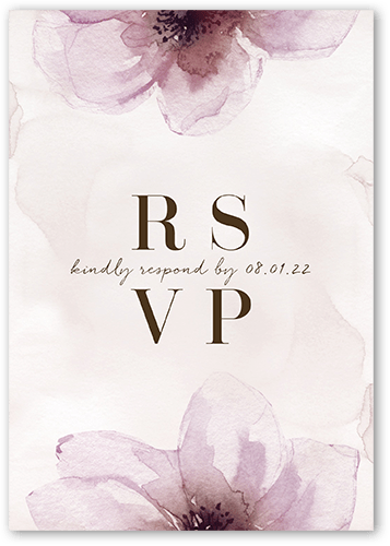 Gentle Petals Wedding Response Card, Pink, Matte, Signature Smooth Cardstock, Square, Clay