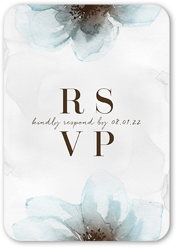 Gentle Petals Wedding Response Card, Blue, Signature Smooth Cardstock, Rounded