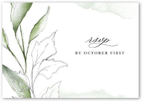 Pictorial Petals Wedding Response Card, Green, Matte, Signature Smooth Cardstock, Square