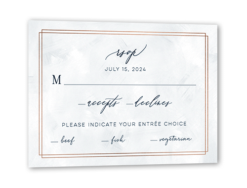 Bright Night Wedding Response Card, Blue, Rose Gold Foil, Matte, Signature Smooth Cardstock, Square