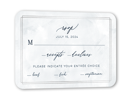 Bright Night Wedding Response Card, Silver Foil, Blue, Pearl Shimmer Cardstock, Rounded, Mist