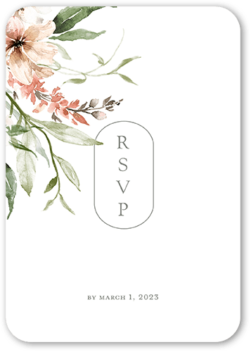 Wild Botanic Wedding Response Card, Green, Pearl Shimmer Cardstock, Rounded