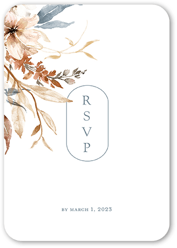 Wild Botanic Wedding Response Card, Grey, Pearl Shimmer Cardstock, Rounded, Storm