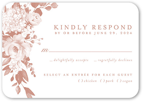 Elegantly Delicate Wedding Response Card, Pink, 100% Recycled Cardstock , Rounded