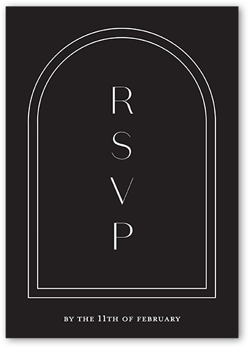 Arched Rehearsal Wedding Response Card, Grey, Matte, Pearl Shimmer Cardstock, Square, Charcoal