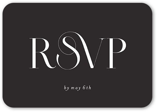 Nouveau Connection Wedding Response Card, Grey, Pearl Shimmer Cardstock, Rounded, Charcoal