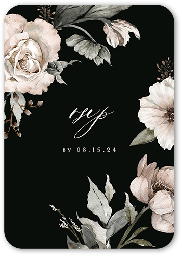 Black Tie Affair Wedding Response Card, Black, Signature Smooth Cardstock, Rounded, Black