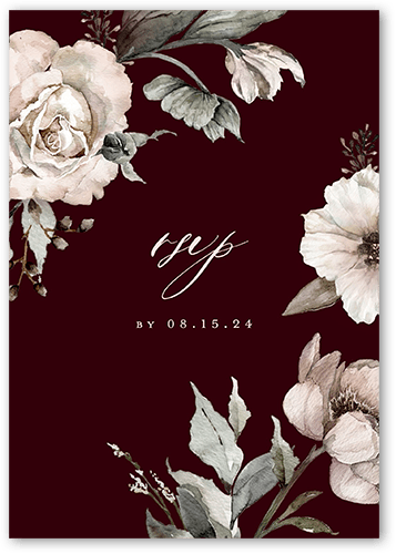 Black Tie Affair Wedding Response Card, Red, Matte, Signature Smooth Cardstock, Square, Garnet