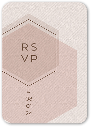 Modern Honeycomb Wedding Response Card, Beige, Signature Smooth Cardstock, Rounded