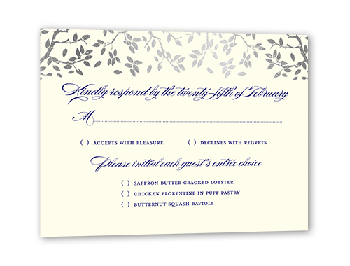 Enlightened Evening Wedding Response Card, Purple, Silver Foil, Matte, Signature Smooth Cardstock, Square
